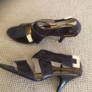Michael Michael Kors Snake Embossed Leather Sandals / Shoes / pumps (NWT)